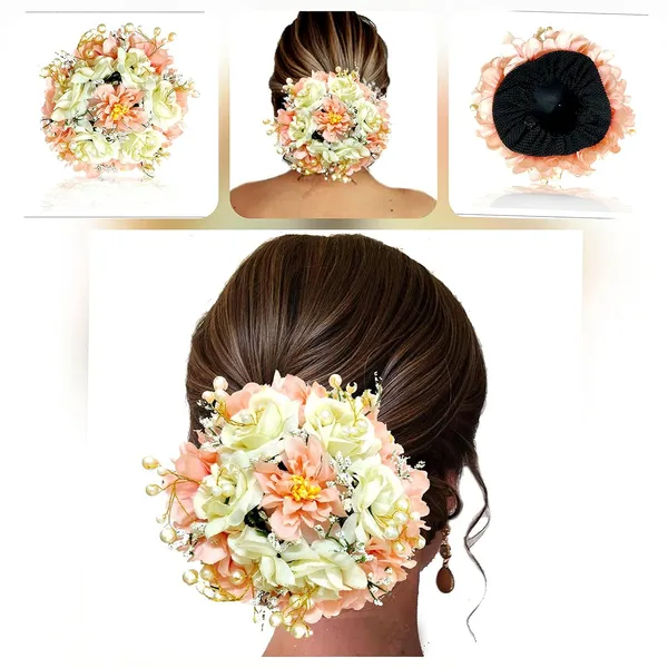Peach_Artificial_Rose_Flowers_Pearl_Hairpin_Accessories_For_Women_&_Girls_(14_X_8_X_1_Cm)