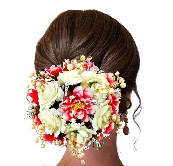 Red_&_Cream_Artificial_Rose_Flower_Gajra_Accessories_For_Women_&_Girls_(14_X_8_X_1_Cm)