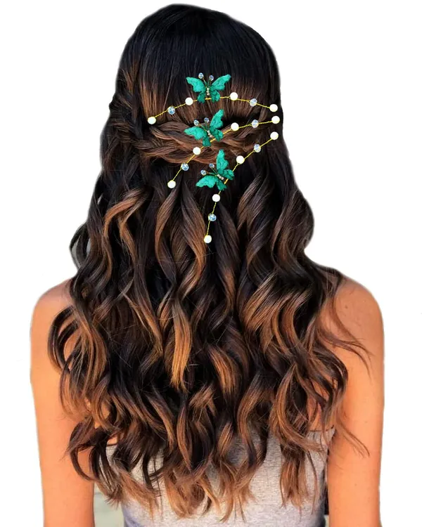 Dark_Green_Artificial_Butterfly_Design_Bridal_Hair_Accessories_For_Women_&_Girls_(14_X_8_X_1_Cm)