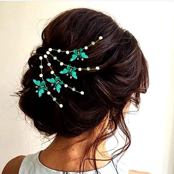 Dark_Green_Artificial_Butterfly_Design_Bridal_Hair_Accessories_For_Women_&_Girls_(14_X_8_X_1_Cm)