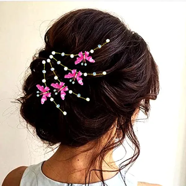 Dark_Pink_Artificial_Butterfly_Design_Bridal_Hair_Accessories_For_Women_&_Girls_(14_X_8_X_1_Cm)