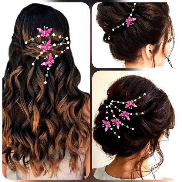 Dark_Pink_Artificial_Butterfly_Design_Bridal_Hair_Accessories_For_Women_&_Girls_(14_X_8_X_1_Cm)