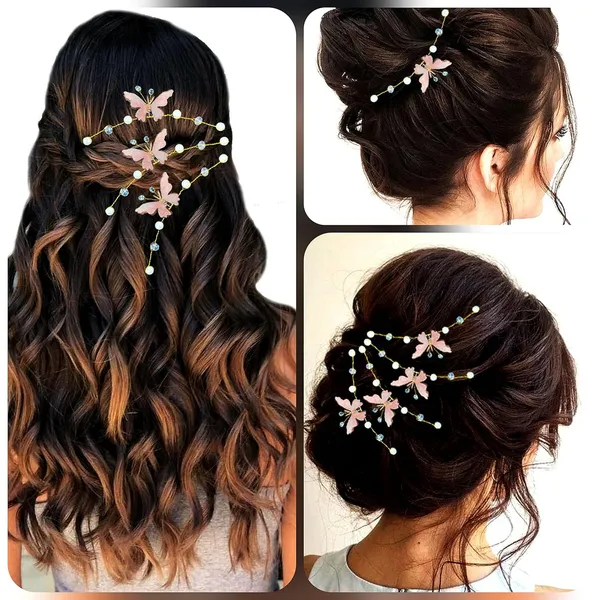 Peach_Artificial_Butterfly_Design_Bridal_Hair_Accessories_For_Women_&_Girls_(14_X_8_X_1_Cm)
