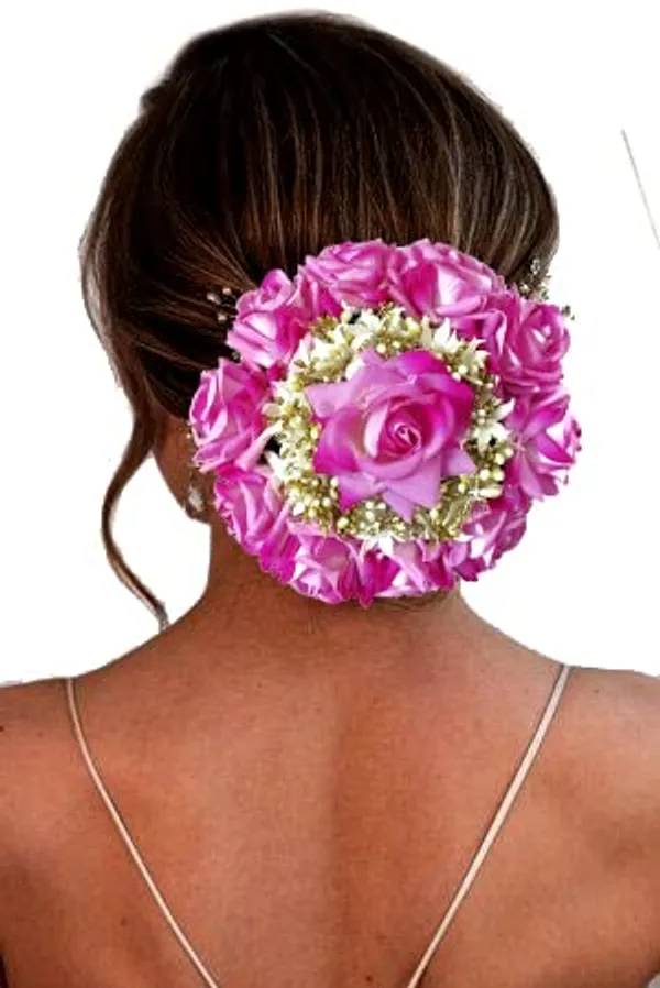 Baby_Pink_Attractive_Artificial_Rounded_Rose_Flower_With_Lily_Wedding_Hair_Accessories_For_Women_&_Girls_(14_X_8_X_4_Cm)