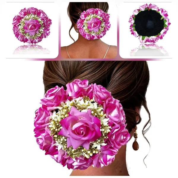 Baby_Pink_Attractive_Artificial_Rounded_Rose_Flower_With_Lily_Wedding_Hair_Accessories_For_Women_&_Girls_(14_X_8_X_4_Cm)