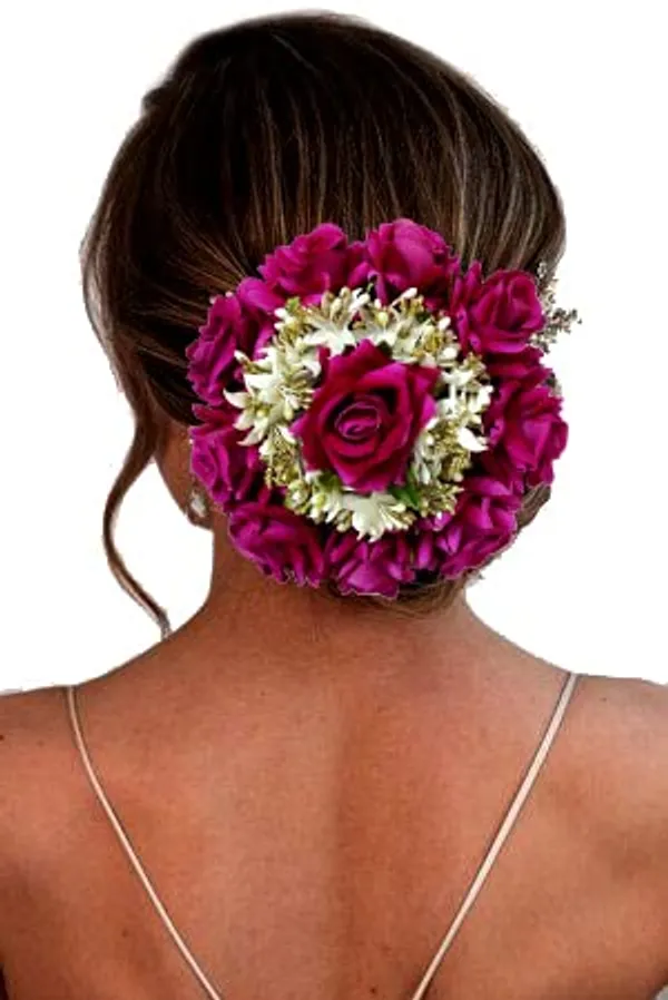Dark_Pink_Attractive_Artificial_Rounded_Rose_Flower_Gajra_With_Lily_Hair_Bun_Cover_For_Women_&_Girls_(14_X_8_X_4_Cm)