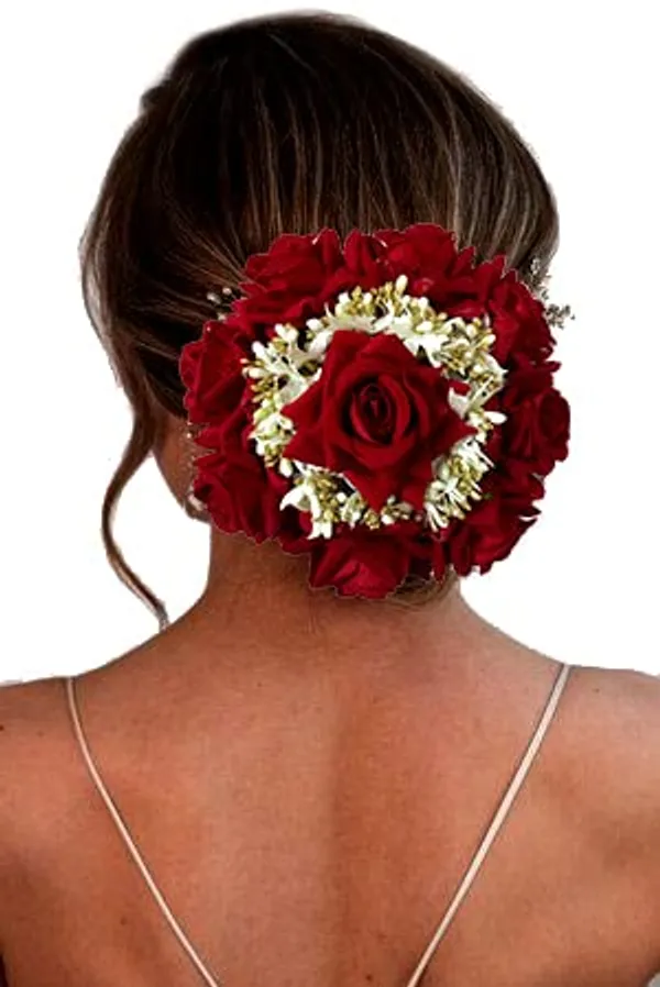 Red_Attractive_Artificial_Rounded_Rose_Flower_With_Lily_Wedding_Hair_Accessories_For_Women_&_Girls_(14_X_8_X_4_Cm)