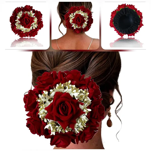 Red_Attractive_Artificial_Rounded_Rose_Flower_With_Lily_Wedding_Hair_Accessories_For_Women_&_Girls_(14_X_8_X_4_Cm)