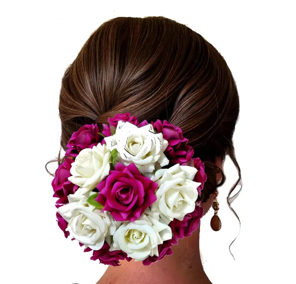 Dark_Pink_Attractive_Artificial_Rounded_Rose_Flower_Wedding_Hair_Accessories_For_Women_&_Girls_(14_X_8_X_4_Cm)