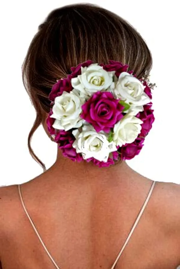 Dark_Pink_Attractive_Artificial_Rounded_Rose_Flower_Wedding_Hair_Accessories_For_Women_&_Girls_(14_X_8_X_4_Cm)