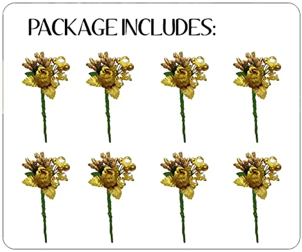 Golden_Floral_Shaped_Leaf_Design_Hair_Pin_Accessories_For_Women_&_Girls_(14_X_8_X_1_Cm)