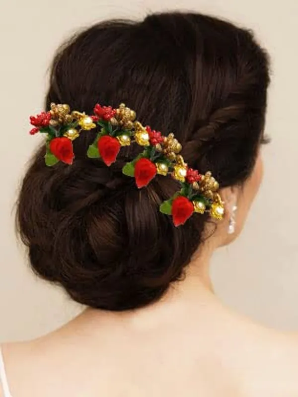 Pack_of_8_Red_Floral_Shaped_Leaf_Design_Hair_Pin_Accessories_For_Women_Pins