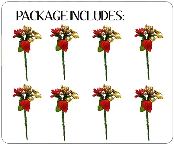 Pack_of_8_Red_Floral_Shaped_Leaf_Design_Hair_Pin_Accessories_For_Women_Pins