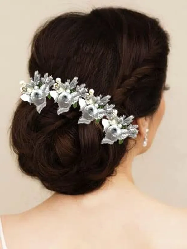 Pack_of_8_Silver_Floral_Shaped_Leaf_Design_Hair_Pin_Accessories_For_Women_Pins