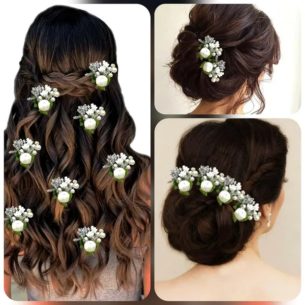 Pack_of_8_White_Floral_Shaped_Leaf_Design_Hair_Pin_Accessories_For_Women_Pins