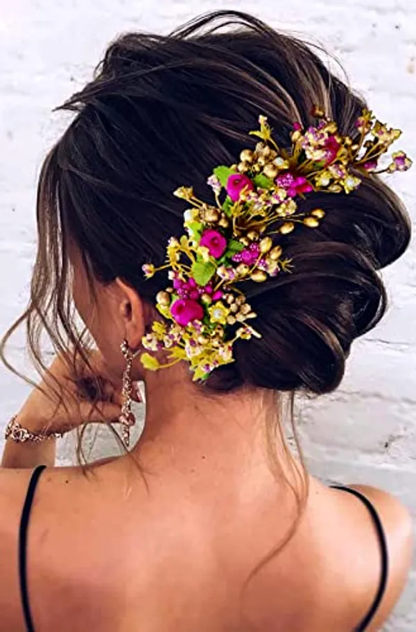Dark_Pink_Flower,_Leaf,_Beads_&_Pearl_Design_Hair_Vein_For_Women_&_Girls_Accessories_(14_X_8_X_1_Cm)