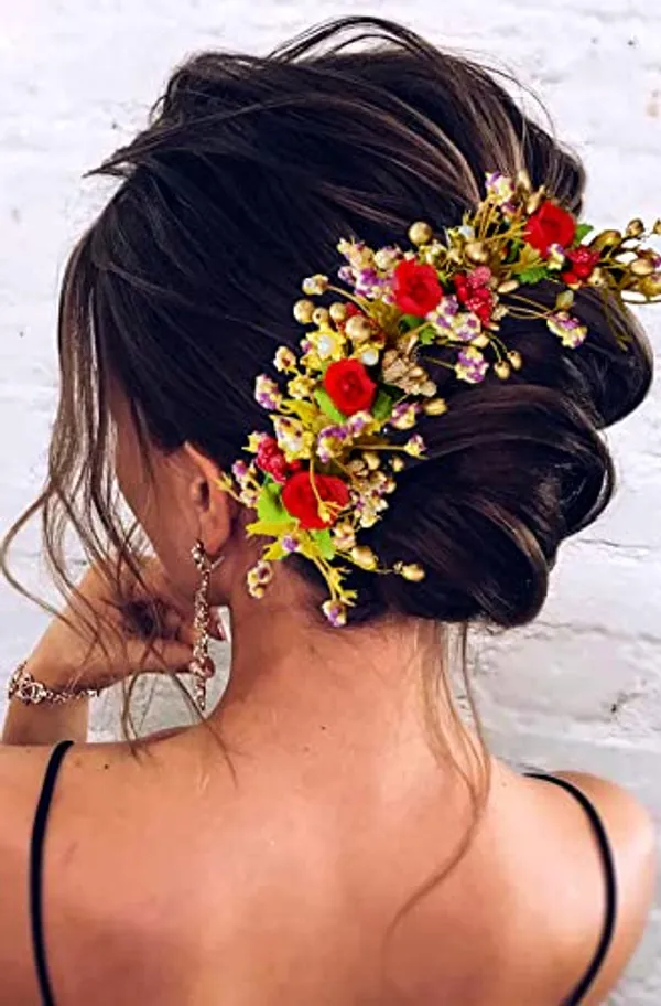 Red_Flower,_Leaf,_Beads_&_Pearl_Design_Hair_Vein_For_Women_&_Girls_Accessories_(14_X_8_X_1_Cm)