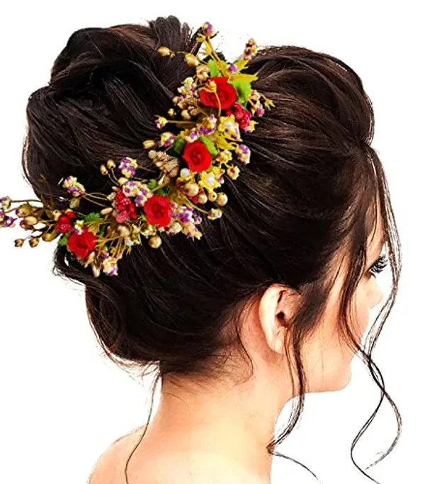 Red_Flower,_Leaf,_Beads_&_Pearl_Design_Hair_Vein_For_Women_&_Girls_Accessories_(14_X_8_X_1_Cm)