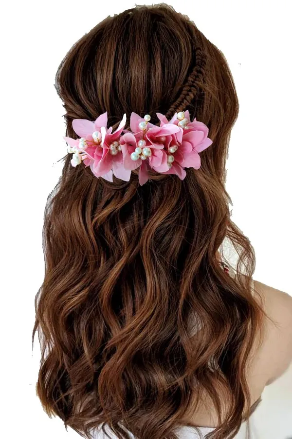 Baby_Pink_Floral_Shaped_With_Pearl_&_Stone_Hairpin_Accessories_For_Women_&_Girls_(14_X_8_X_1_Cm)