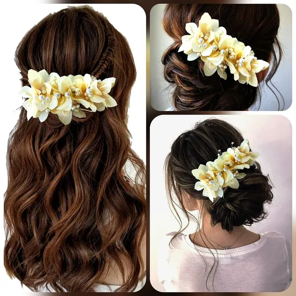 Peach_Floral_Shaped_With_Pearl_&_Stone_Hairpin_Accessories_For_Women_&_Girls_(14_X_8_X_1_Cm)