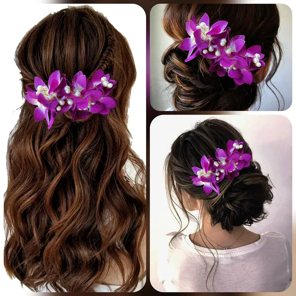 Purple_Floral_Shaped_With_Pearl_&_Stone_Hairpin_Accessories_For_Women_&_Girls_(14_X_8_X_1_Cm)
