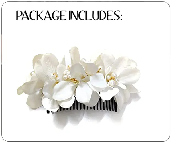 White_Floral_Shaped_With_Pearl_&_Stone_Hairpin_Accessories_For_Women_&_Girls_(14_X_8_X_1_Cm)