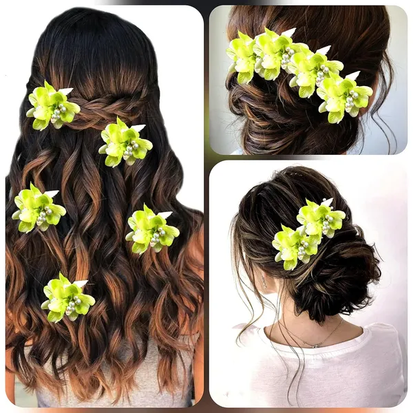 Pack_of_5_Green_Flower_With_Pearl_Hair_Pin_Accessorie_For_Women