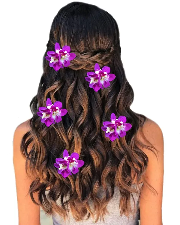 Purple_Floral_Shaped_With_Pearl_Design_Hairpin_Accessories_For_Women_&_Girls_(14_X_8_X_1_Cm)
