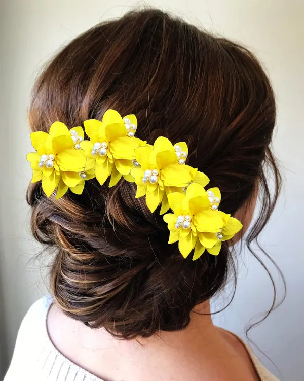 Pack_of_5_Yellow_Flower_With_Pearl_Hair_Pin_Accessorie_For_Women