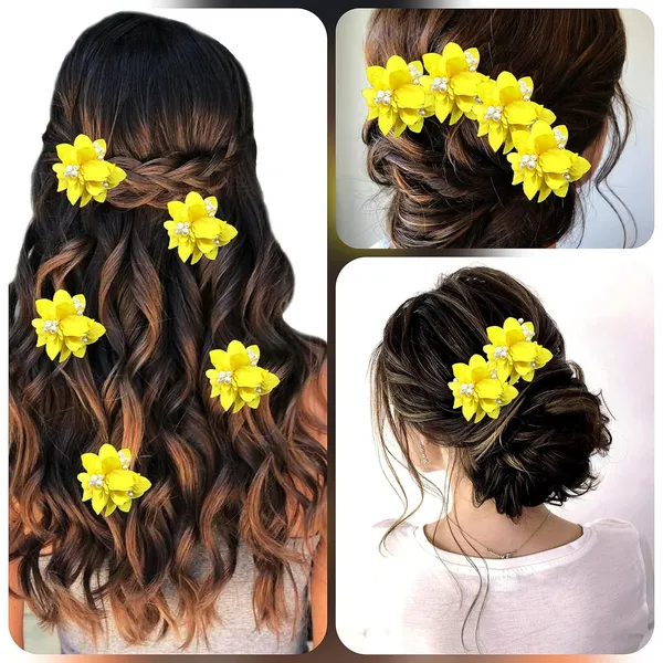 Pack_of_5_Yellow_Flower_With_Pearl_Hair_Pin_Accessorie_For_Women