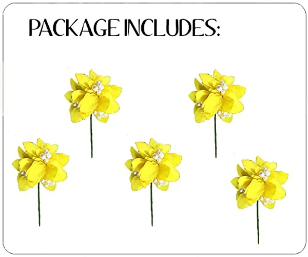 Pack_of_5_Yellow_Flower_With_Pearl_Hair_Pin_Accessorie_For_Women