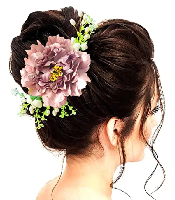 Maroon_Floral_Shaped_With_Pearl_Design_Hairpin_Accessories_For_Women_&_Girls_(14_X_8_X_1_Cm)