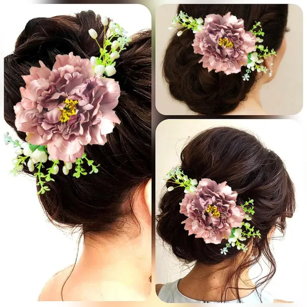 Maroon_Floral_Shaped_With_Pearl_Design_Hairpin_Accessories_For_Women_&_Girls_(14_X_8_X_1_Cm)