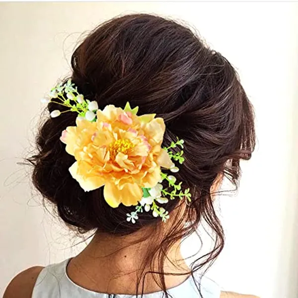Orange_Floral_Shaped_With_Pearl_Design_Hairpin_Accessories_For_Women_&_Girls_(14_X_8_X_1_Cm)