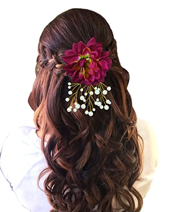 Maroon_Dahlia_Flower_With_White_Pearl_Hair_Clutcher_Accessories_For_Women_&_Girls_(13_X_8_X_1_Cm)