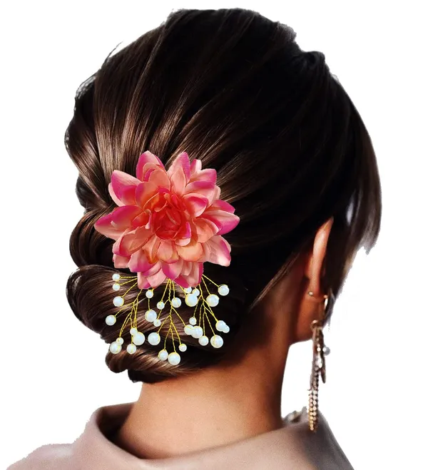 Peach_Pink_Dahlia_Flower_With_White_Pearl_Hair_Clutcher_Accessories_For_Women_&_Girls_(13_X_8_X_1_Cm)