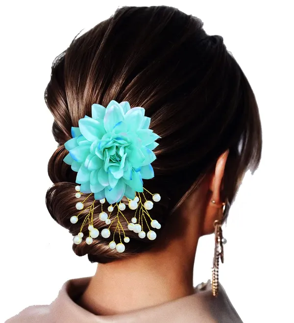 Rama_Green_Dahlia_Flower_With_White_Pearl_Hair_Clutcher_Accessories_For_Women_&_Girls_(13_X_8_X_1_Cm)
