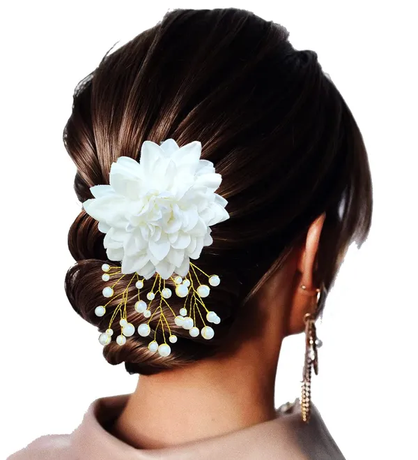 White_Dahlia_Flower_With_White_Pearl_Hair_Clutcher_Accessories_For_Women_&_Girls_(13_X_8_X_1_Cm)