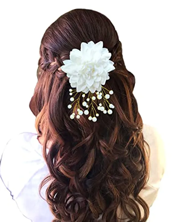 White_Dahlia_Flower_With_White_Pearl_Hair_Clutcher_Accessories_For_Women_&_Girls_(13_X_8_X_1_Cm)