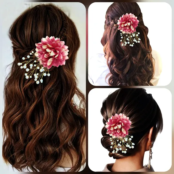 Wine_Dahlia_Flower_With_White_Pearl_Hair_Clutcher_Accessories_For_Women_&_Girls_(13_X_8_X_1_Cm)