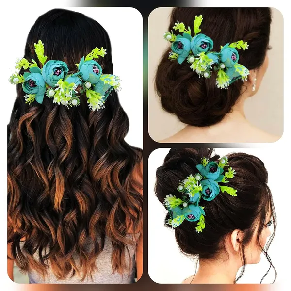 Blue_Attractive_Roses_With_Pearl_&_Leaf_Design_Hairpin_Accessories_For_Women_&_Girls_(14_X_8_X_1_Cm)