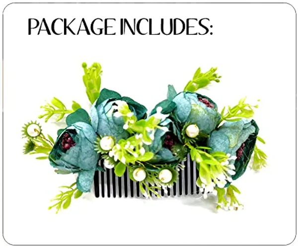 Blue_Attractive_Roses_With_Pearl_&_Leaf_Design_Hairpin_Accessories_For_Women_&_Girls_(14_X_8_X_1_Cm)