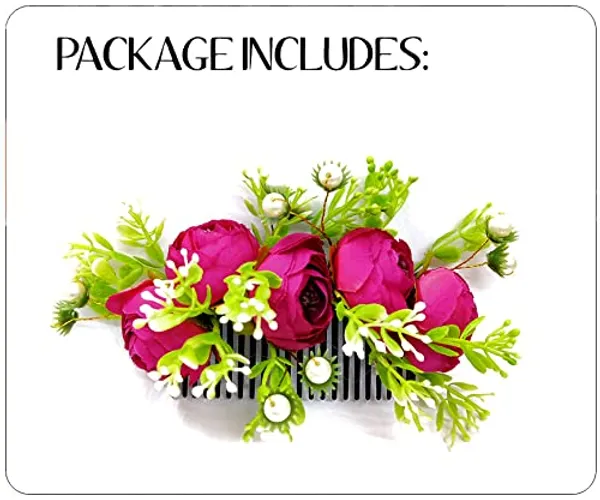 Dark_Pink_Attractive_Roses_With_Pearl_&_Leaf_Design_Hairpin_Accessories_For_Women_&_Girls_(14_X_8_X_1_Cm)