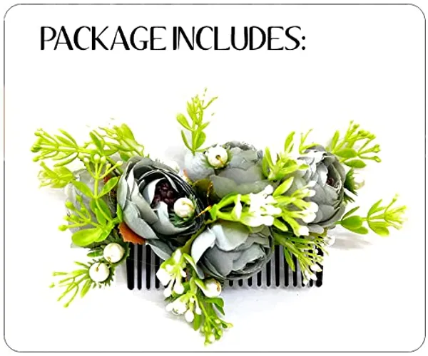 Grey_Attractive_Roses_With_Pearl_&_Leaf_Design_Hairpin_Accessories_For_Women_&_Girls_(14_X_8_X_1_Cm)