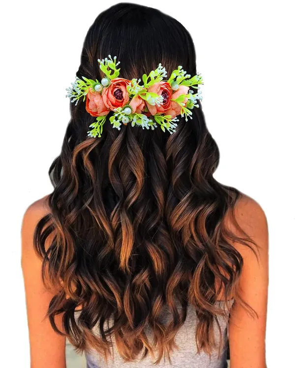 Orange_Attractive_Roses_With_Pearl_&_Leaf_Design_Hairpin_Accessories_For_Women_&_Girls_(14_X_8_X_1_Cm)