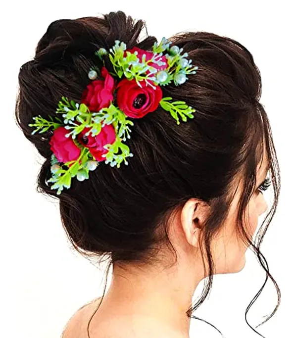 Red_Attractive_Roses_With_Pearl_&_Leaf_Design_Hairpin_Accessories_For_Women_&_Girls_(14_X_8_X_1_Cm)