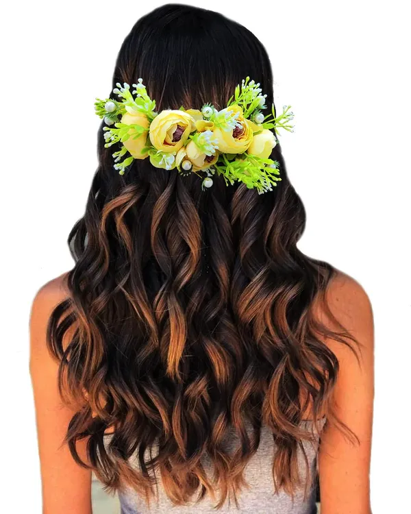 Yellow_Attractive_Roses_With_Pearl_&_Leaf_Design_Hairpin_Accessories_For_Women_&_Girls_(14_X_8_X_1_Cm)