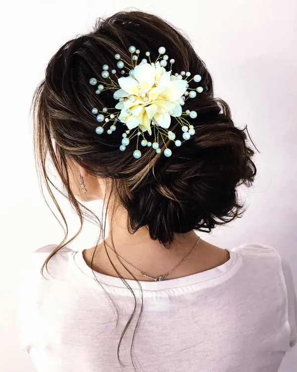 Peach_Floral_Shaped_With_Pearl_Hairpin_Accessories_For_Women_&_Girls_(13_X_8_X_1_Cm)