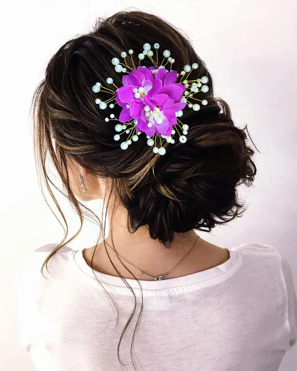 Purple_Floral_Shaped_With_Pearl_Hairpin_Accessories_For_Women_&_Girls_(13_X_8_X_1_Cm)