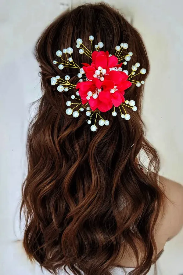 Red_Floral_Shaped_With_Pearl_Hairpin_Accessories_For_Women_&_Girls_(13_X_8_X_1_Cm)